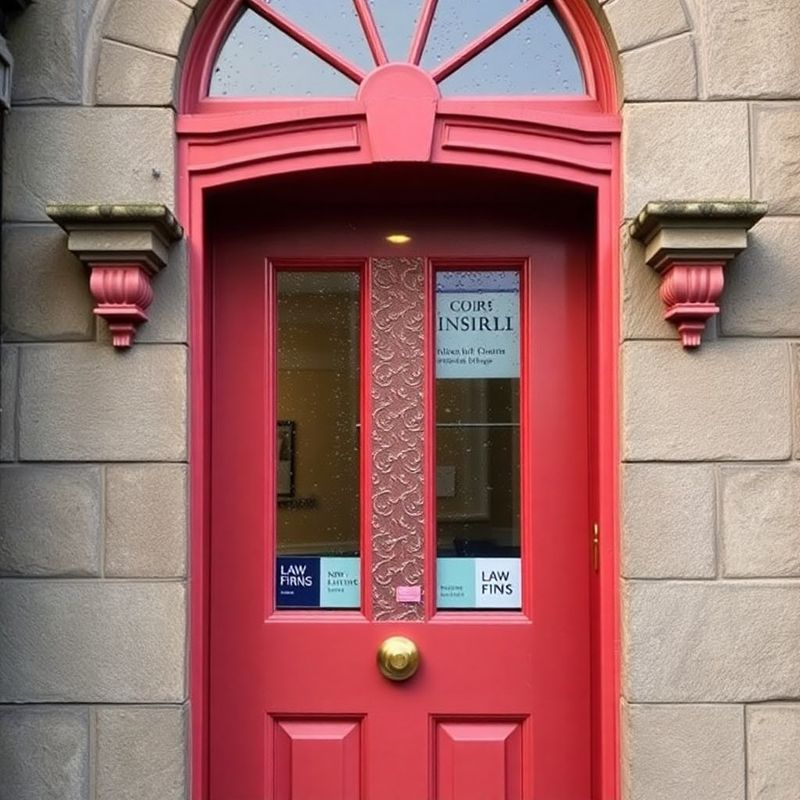 Georgian doorway in Galway painted midnight coral with new law firm signage