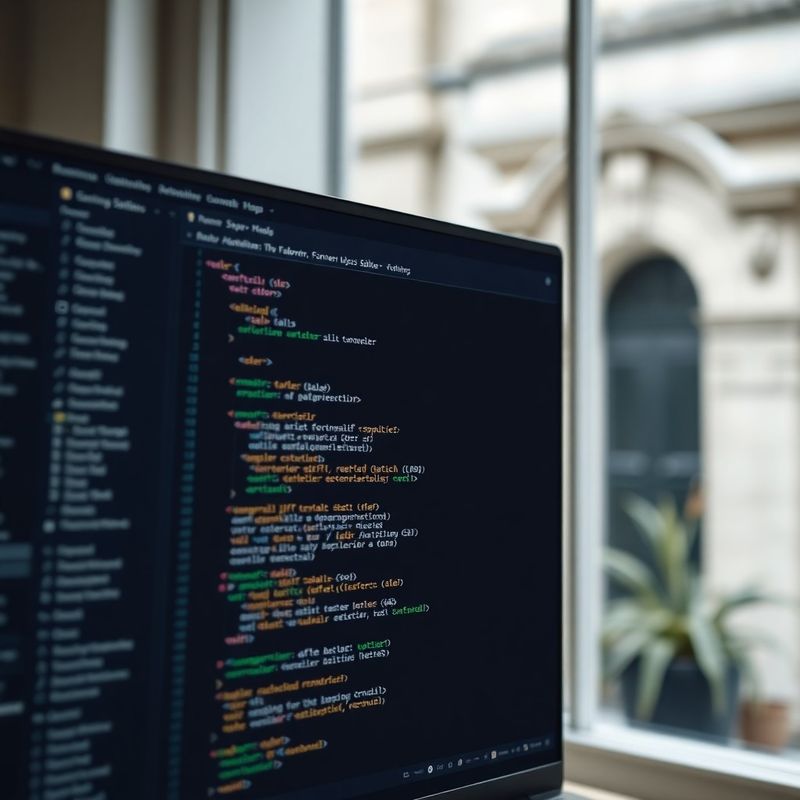 Developer's code editor in dark mode with coral syntax highlighting