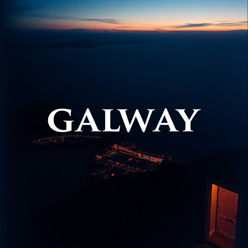 Galway Bay at dusk under a midnight and coral gradient sky